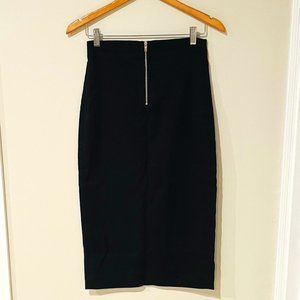 Isabel Marant Stretch Linen Front Zip Midi Pencil Black Skirt Size 40 / 8 / 10